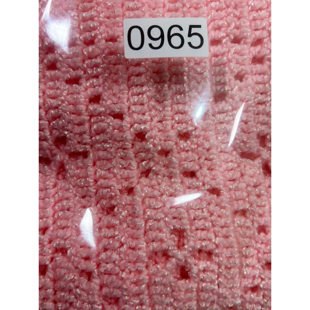 Handmade Pink Crochet Baby Blanket Floral Lace Toddler Crib Afghan 46X36‎